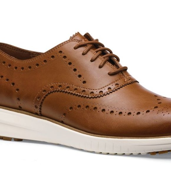 NWT Cole Haan Miles Leather Wingtip Oxford Tan Non-Slip Men’s Shoes - Picture 9 of 11